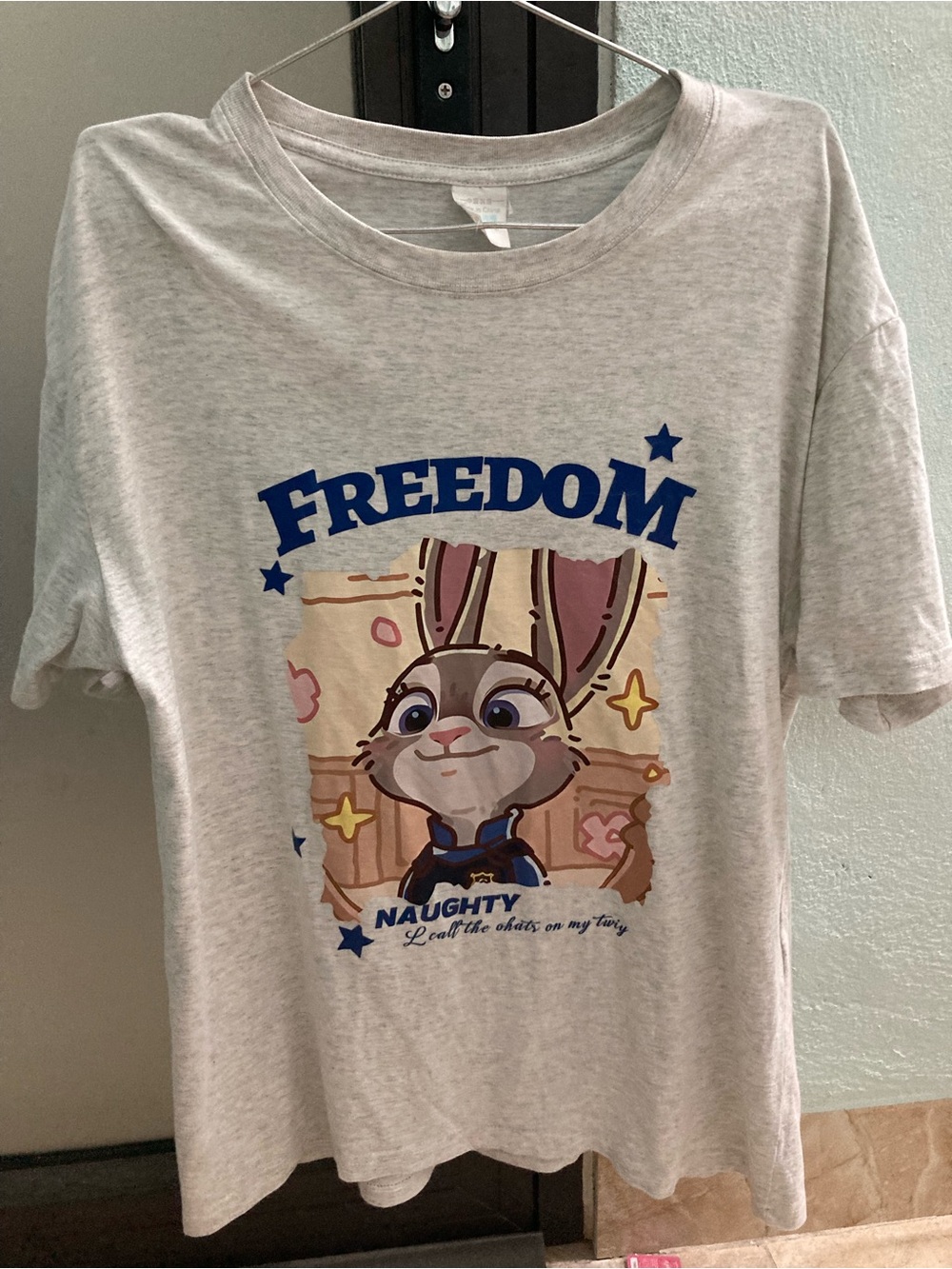 Freedom Bunny Graphic Tee - Grey